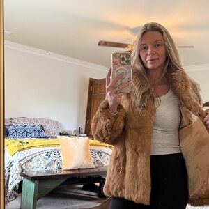 Vintage JACQUES SAINT LAURENT Ginger Rabbit Fur Coat Size M